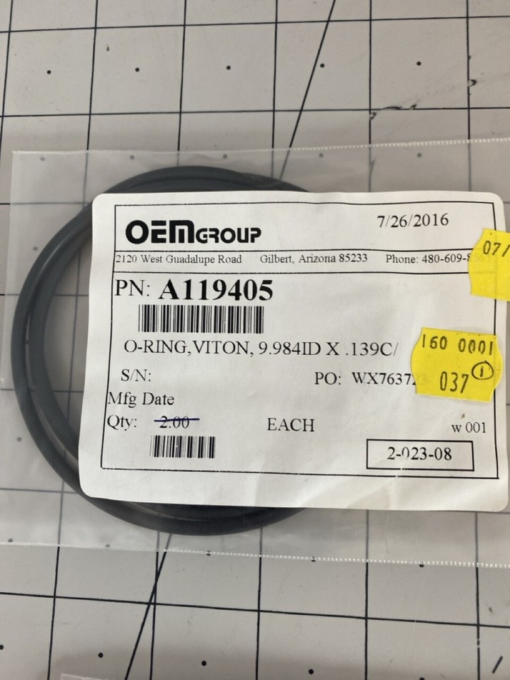 Materials Research Corp/MRC ORing, Viton, 9.984 ID x 0.139C PN A119405 eBay