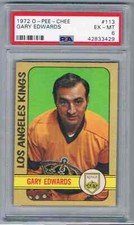 1972-73 O-PEE-CHEE GARY EDWARDS PSA 6 LOS ANGELES KINGS #113