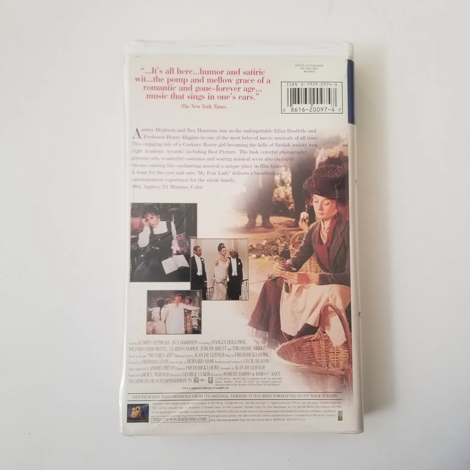 My Fair Lady 1996 VHS Tape Audrey Hepburn 1964 Musical Romance G - Image 4 of 4