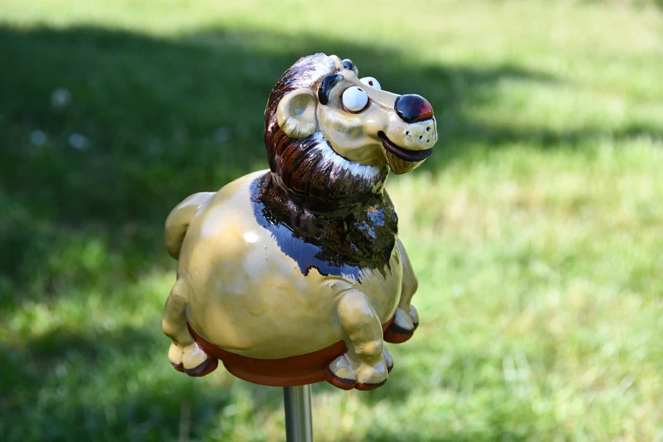 Ceramic garden ball decoration Animal figurine statue Lion H 6.7in Midene - Image 4 of 4