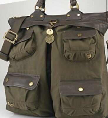 29b RLL Ralph Lauren Monmouthshire Nylon Tote Bag Army Green 29b RLL Ralph Lauren Monmouthshire Nylon Tote Bag Army Green