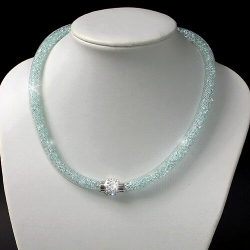Collier Kette Armband Strass Netzschlauch Magnetverschluß Edelstahl Damen VS16 - Bild 38 von 96