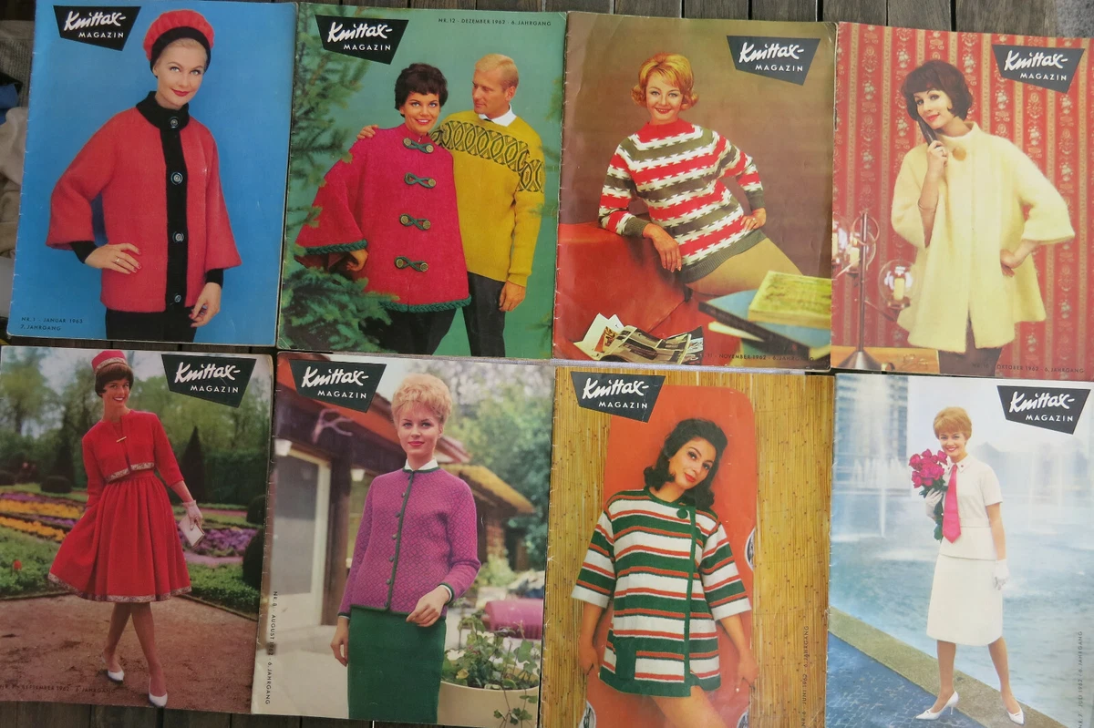 1 v.9 KNITTAX-Magazinen von 1963, Modellhefte f.d. Strickmaschine, sgt. Zustand