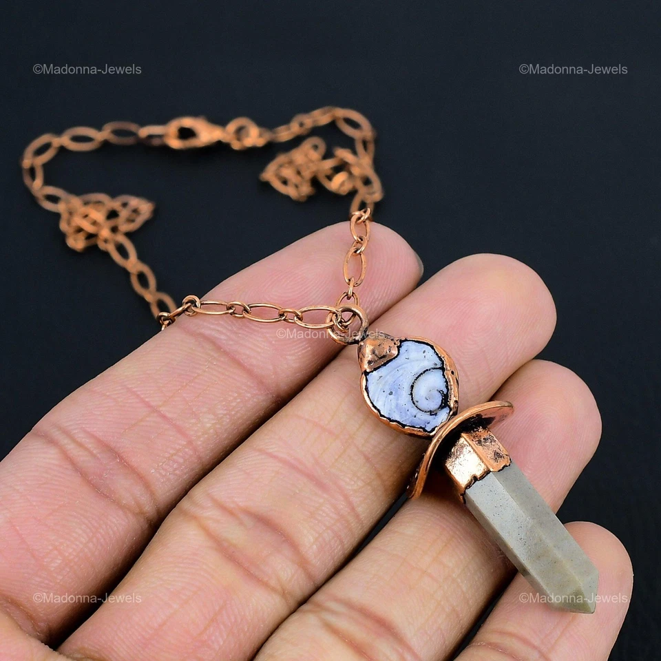 Porcelain Jasper Copper Love Gift Electroformed Chain Adjustable Necklace 18.0 - Image 4 of 4