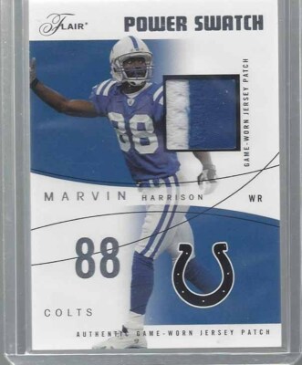 MARVIN HARRISON 2004 FLAIR POWER SWATCH 2 COLOR COLTS PATCH #D 71/75