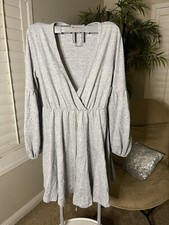 gray long sleeves large dress