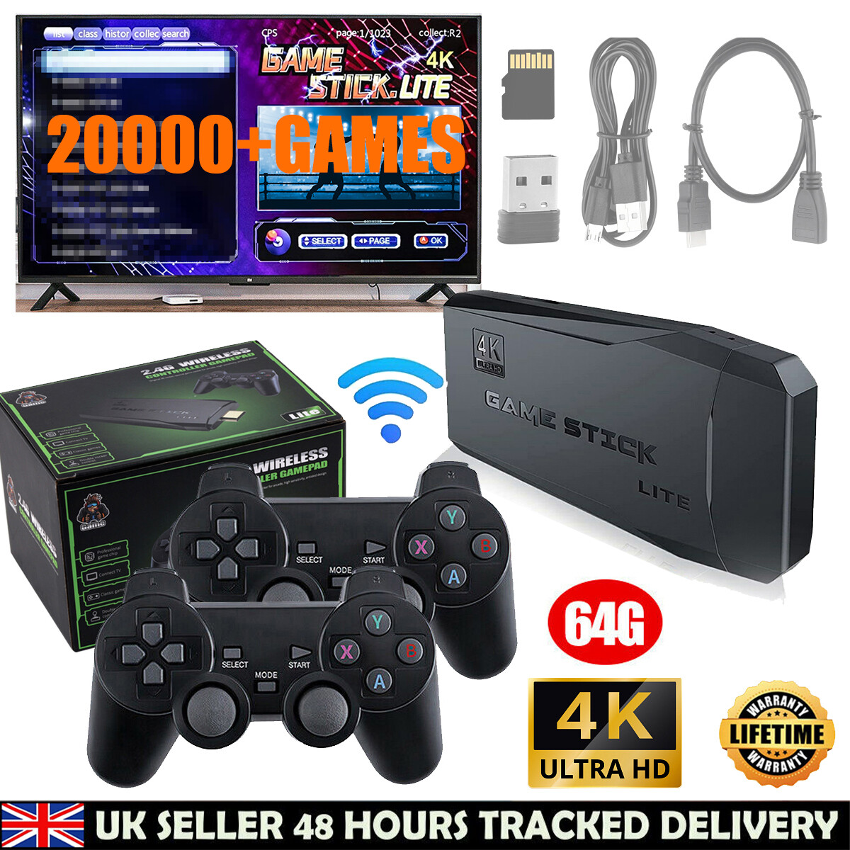 Console Rétro Gaming – Plus De 20 000 Jeux Classiques, 2 Manettes Sans Fil, Sortie HDMI 4K – Plug & Play Pour TV Familiale - 3