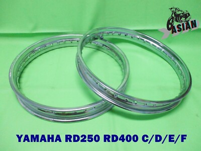 YAMAHA RD250 RD400 C-D-E-F  Front & Rear Chrome Steel Wheel Rim   **as1921**