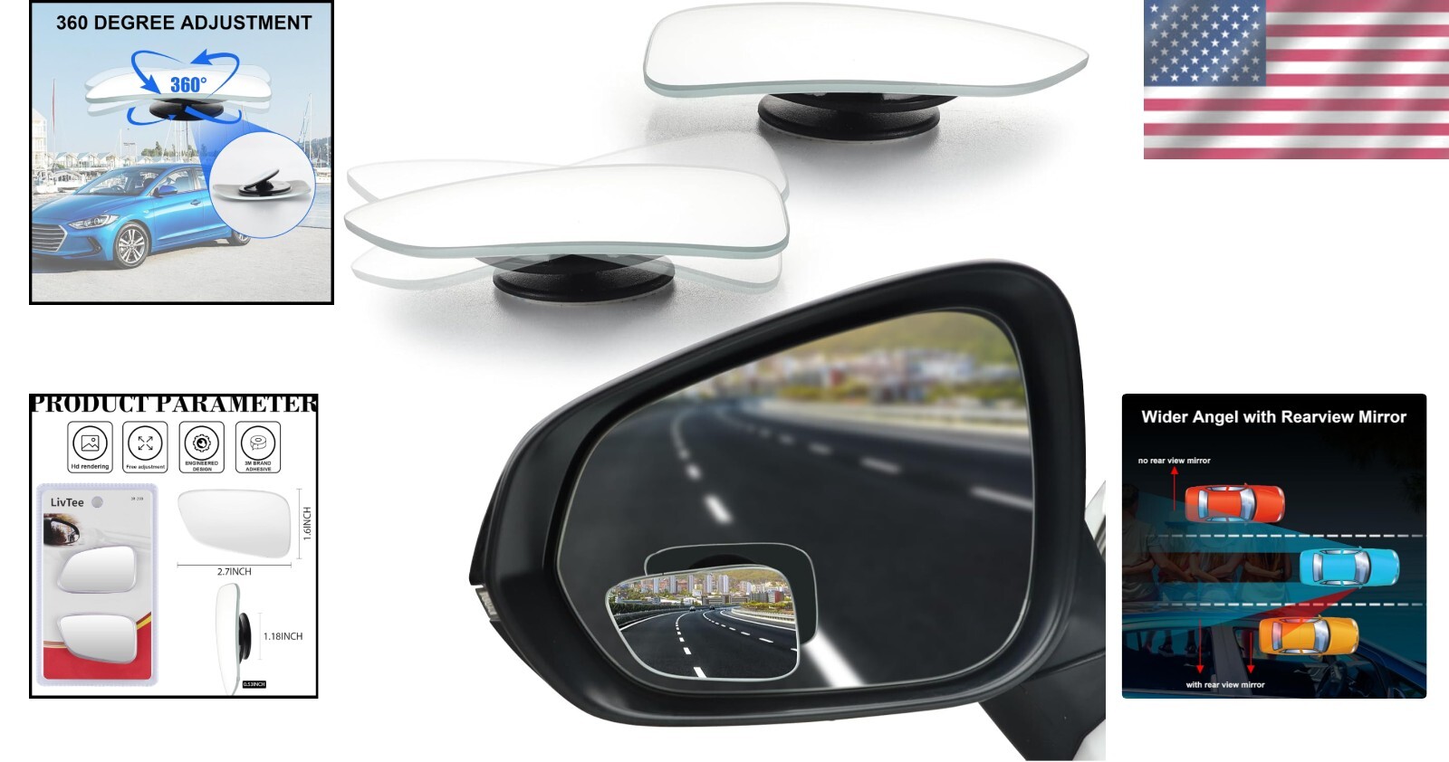 LivTee Blind Spot Mirror, 2'' Round HD Glass Frameless Convex 2pack Side Mirror Blind Spot Rear View Mirrors Exte Ap B0dmst8ljx