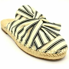 Sole Society Womens SoSammie Slip On Mule Sz 5M Cream Black Canvas BacklessNEW