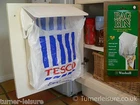 Carrier bag bin holder Turn plastic bag into waste rubbish bag in small kitchen