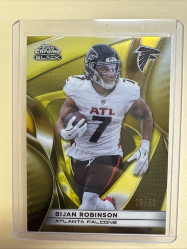 2025 Topps Chrome Black Bijan Robinson Gold Refractor 29/50 Falcons