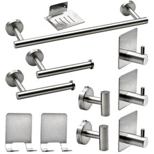 11 Pcs Silver Bathroom Hardware Set Stainless Steel Towel Bar Towel Racks Hooks