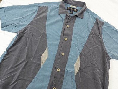 Nat Nast Tony Soprano Style Diamonds Bowling Shirt Collar Silk Mens LG