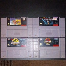Lot of 4 SNES 1980s-90s Movie Licensed Games: Star Wars & Jurassic Park (Tested)