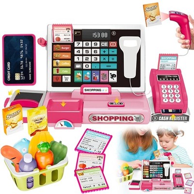 2026 Kinderkasse POS Scanner Rosa Registrierkasse Spielzeug Geschenk für Kinder