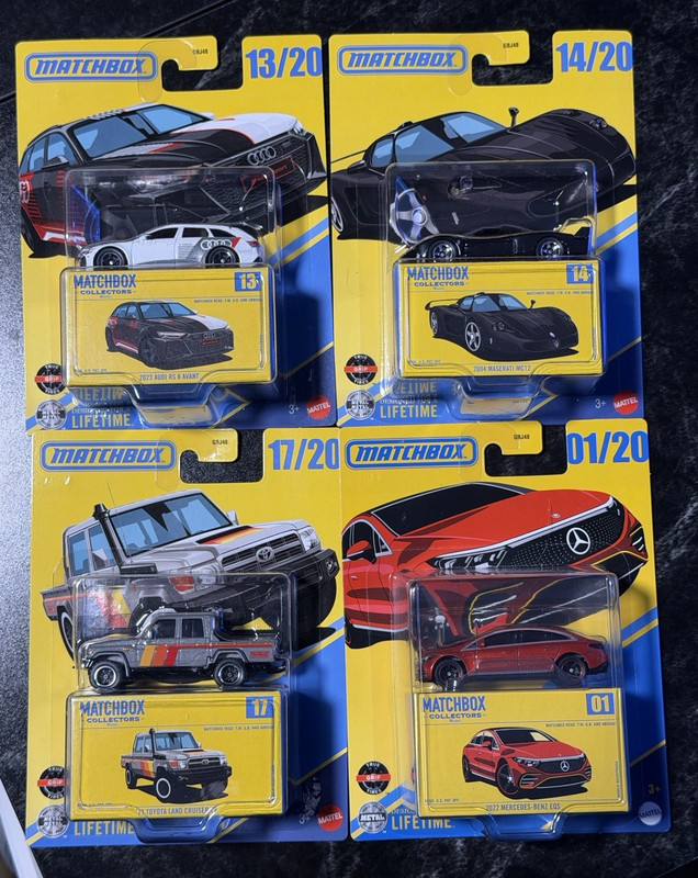 Matchbox Collectors 1:64 Diecast 4-Car Lot Mercedes-Benz G63/EQS Audi RS6