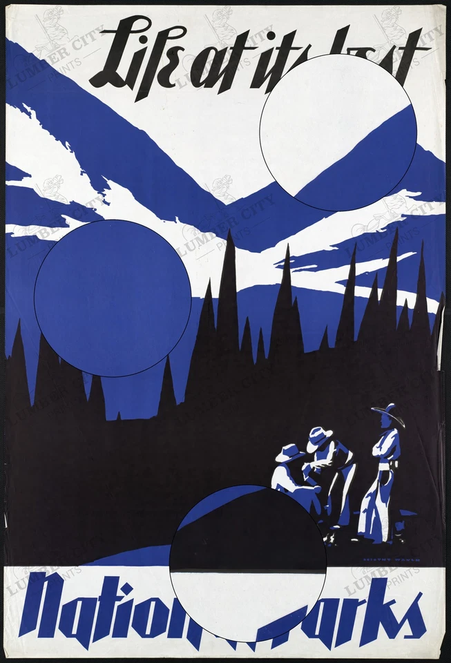 Póster retro arte de pared Life at its Best National Parks 1938 Waugh WPA Estados Unidos Foto 2 de 4