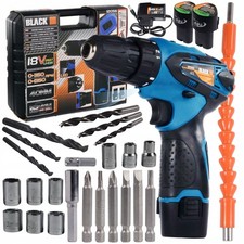 Set Trapano Avvitatore a Batteria Litio Perforatrore + Accessori Doppia Batteria