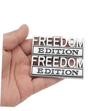 2pcs Metal Freedom Edition Door Tailgate Bumper Emblem Bsdge Silver Black