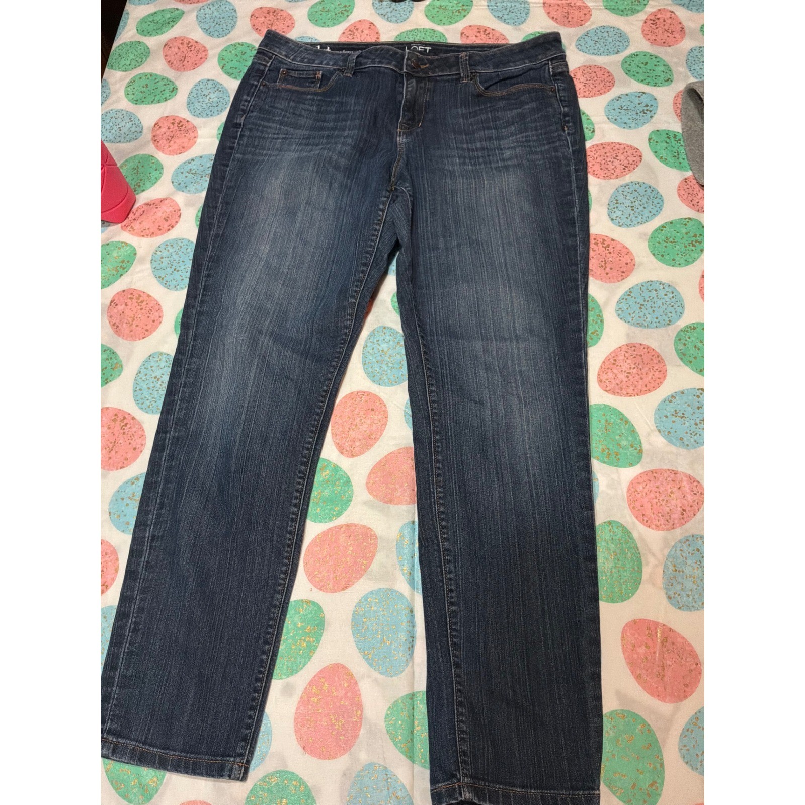 Ann Taylor Loft Modern Skinny Jeans Womens 14 Dark Wash Denim Stretch Slim Leg