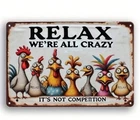Vintage Metal Signs Crazy Chicken, 8x12, Funny for Farmhouse, Ready To Hang