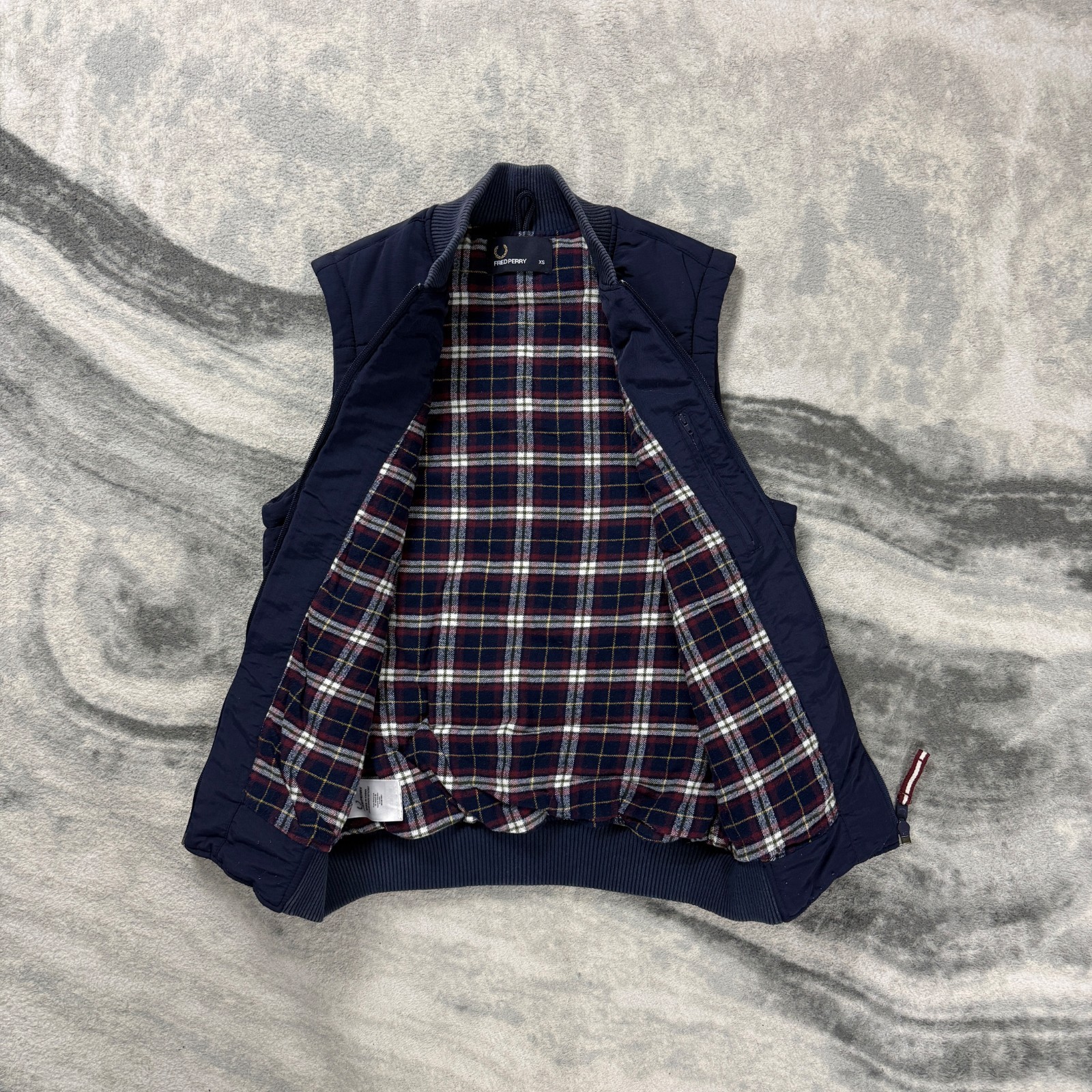 Vintage Fred Perry 2000's Y2K Lined Navy Blue Size XS Vest Bodywarmer Gilet image 6