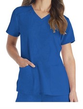 Dickies EDS Women  s Scrub Top Royal Blue V Neck Small