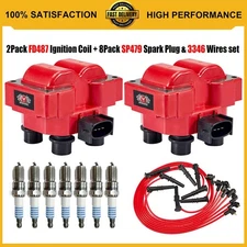2 Ignition Coil Pack + 8 Spark Plug + Wire Set For F150 F250 Mercury Cougar 4.6L