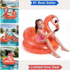 Flamingo Pool Float Inflatable Neon Coral PVC Lounge 42.5 Inch with Backrest