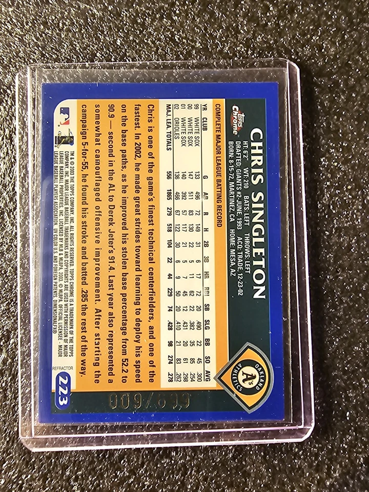 2003 Topps Chrome - Chris Singleton 009/699 #223 - Image 2 of 2