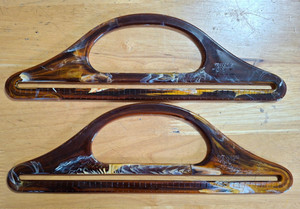 ACCENTO CRAFT CROCHET MACRAME TOTE PURSE HANDLES MARBLED BROWN VINTAGE