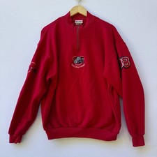 Vintage Walt Disney World Adult Large 1998 Quarter Zip Pullover Sweatshirt Red