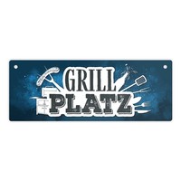 Grillplatz Metallschild In Blau Fleisch Wurst Grillen Grill Bier Hobby Besteck
