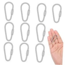 10 Pcs Stainless Steel Quick Link Metal Mini Locking Carabiner Key Ring Repair 