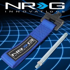 Nrg Tow-180bk Aluminum Car Front Nylon Tow Hook Towing Strap Belt Adapter Blue