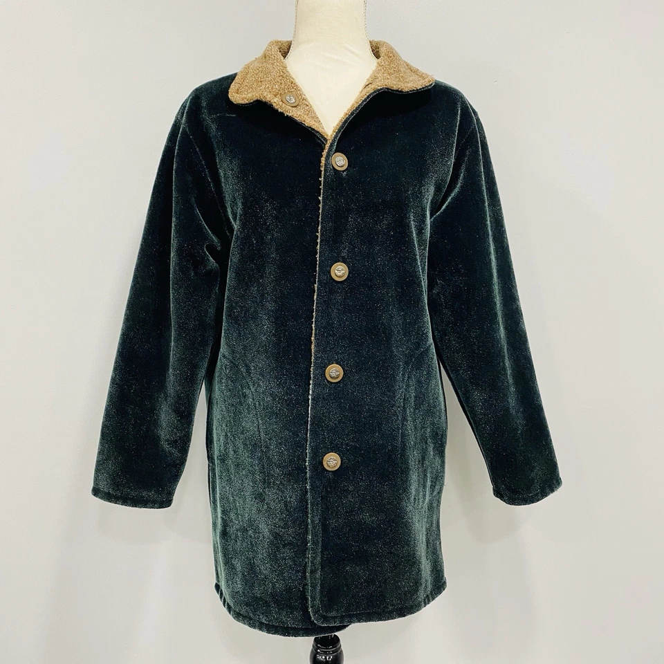 VINTAGE 90s XS Womens Reversible Denali Elk Mountain Scene Jacket Velour Outdoor - Image 2 of 4