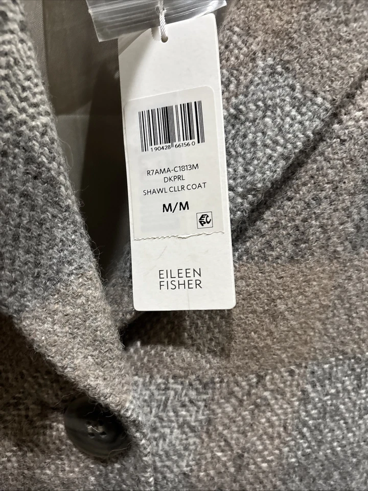 Eileen Fisher Alpaca Wool Twill Plaid Shawl Collar NWT, M - Image 3 of 4