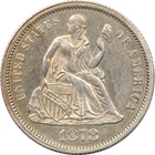 1878 Seated Liberty Dime 10C, About Uncirculated AU+, Cleaned