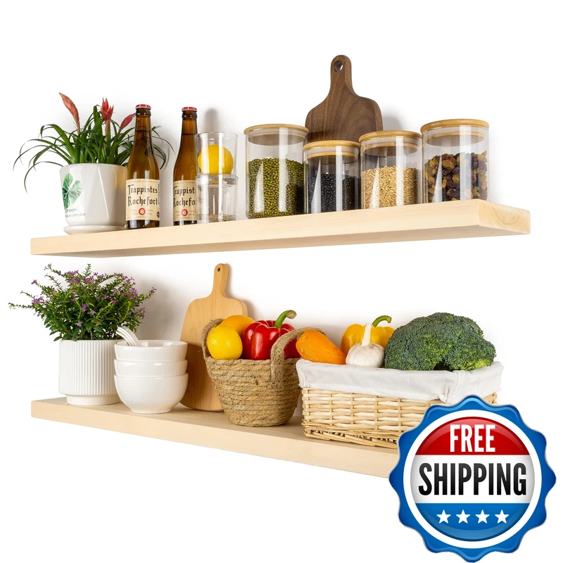 Bgmg Wood Floating Shelves 36 Inch Wide Rustic Wooden Wall Shelves For Bathroom