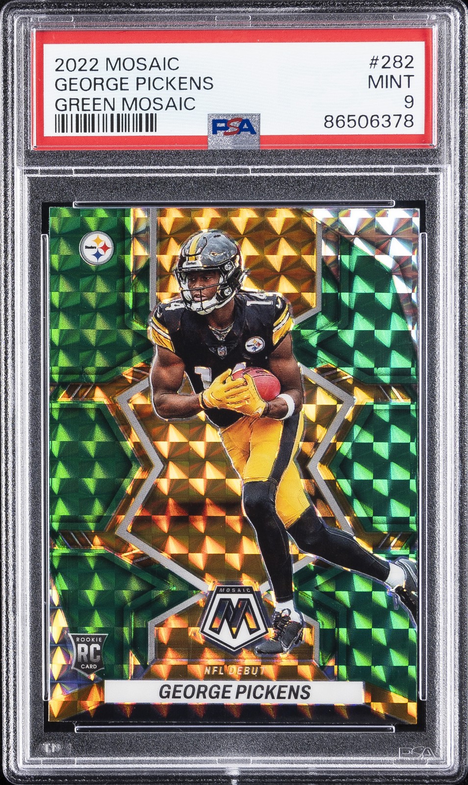 2022 PANINI MOSAIC GREEN MOSAIC #282 GEORGE PICKENS PSA 9
