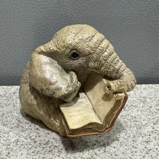 Rare Vtg Stone Critters Elephant Reading Memory Book Karen Carpenter USA in EUC