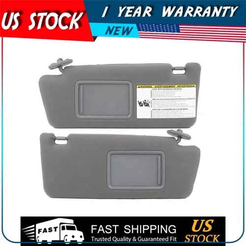 For Toyota Tacoma 2007 Med Gray LH RH Side Car Sun Visors w/Extensions & Mirrors