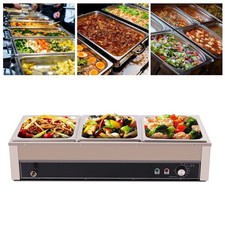 3 Pan Electric Food Warmer Steam Table Buffet Bain Marie Countertop Commercial