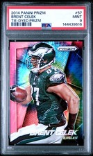 Brent Celek 2014 Panini Prizm Tie Dye /25 PSA 9 Mint #57 Philadelphia Eagles SSP