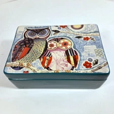 Kirkland’s Ceramic Rectangular Hand Painted Trinket Box, Owl Design