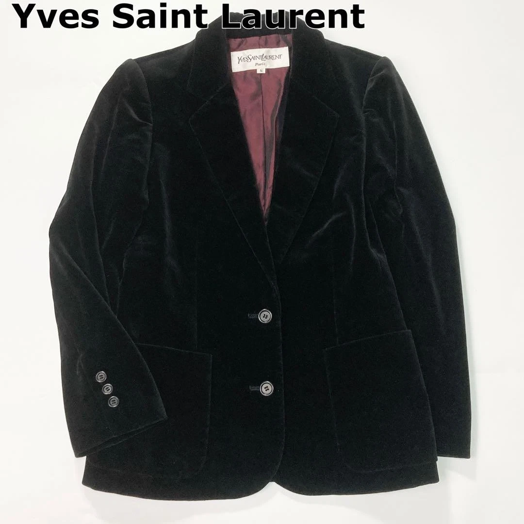 SAINT LAURENT (YSL) Giacca sartoriale Yves Saint Laurent velluto nero bordeaux taglia S usata da JP