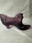 Fenton Amethyst Glass Shoe – Hand Painted & Signed 6''