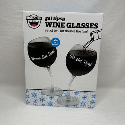 BigMouth Inc Get Tipsy Wine Glasses Set Of 2 Funny Novelty Tilted Stemware 12 Oz