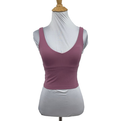 Lululemon Tank Top Womens 2 Petunia Align Crop V Neck Built In Bra Padded Yoga